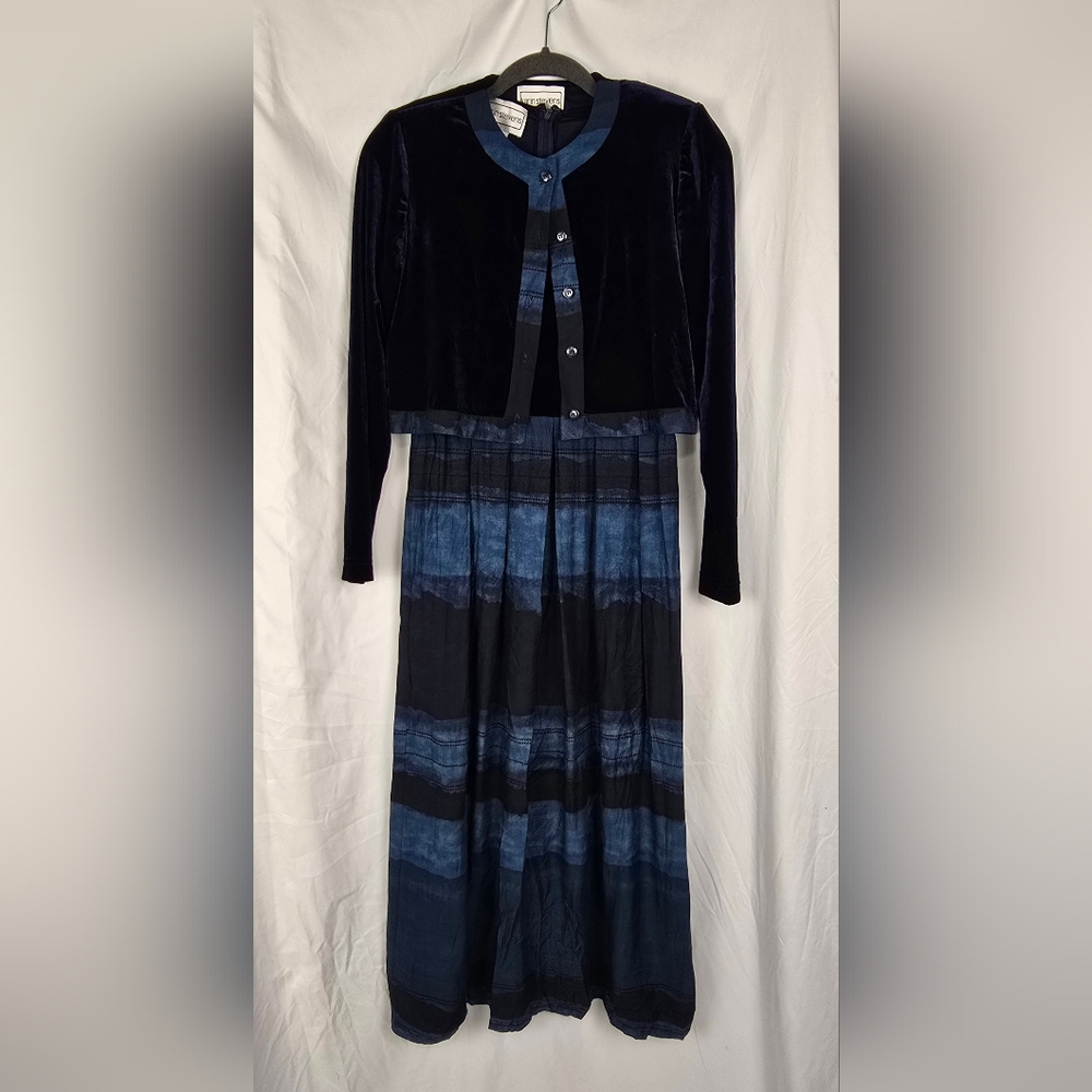 Karin Stevens Dress sz 6 VelvetBodice Midi 90s Y2K True Vintage Secretary Church